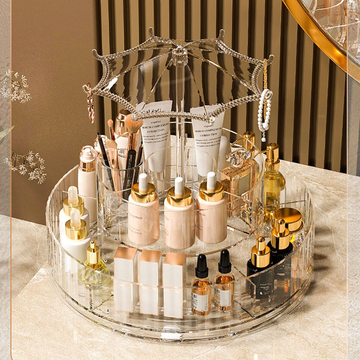 360° Rotating Adjustable Multifunctional Cosmetic Makeup Organizer