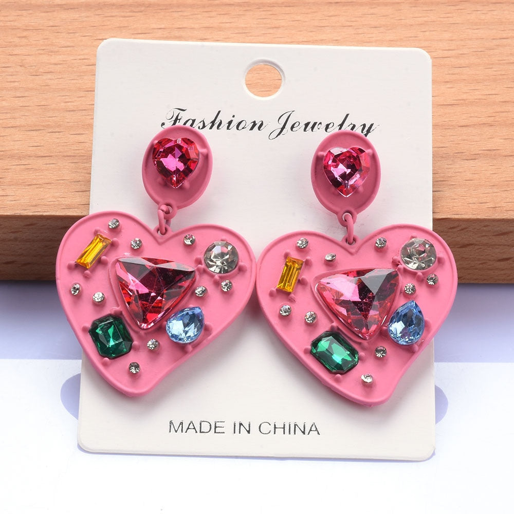Colorful Heart Shape / Drop Earrings