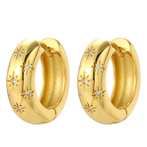 3 Size Star Round Hoop Earrings