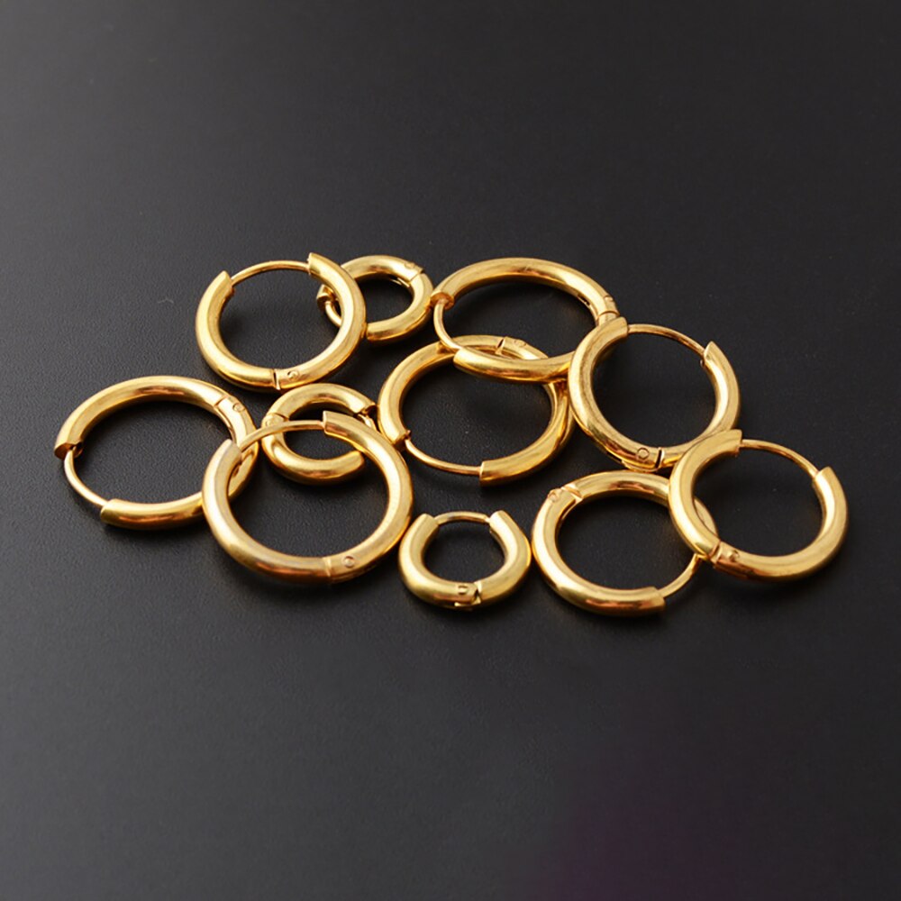 Tiny Stainless Steel Huggie Small Hoop Earrings