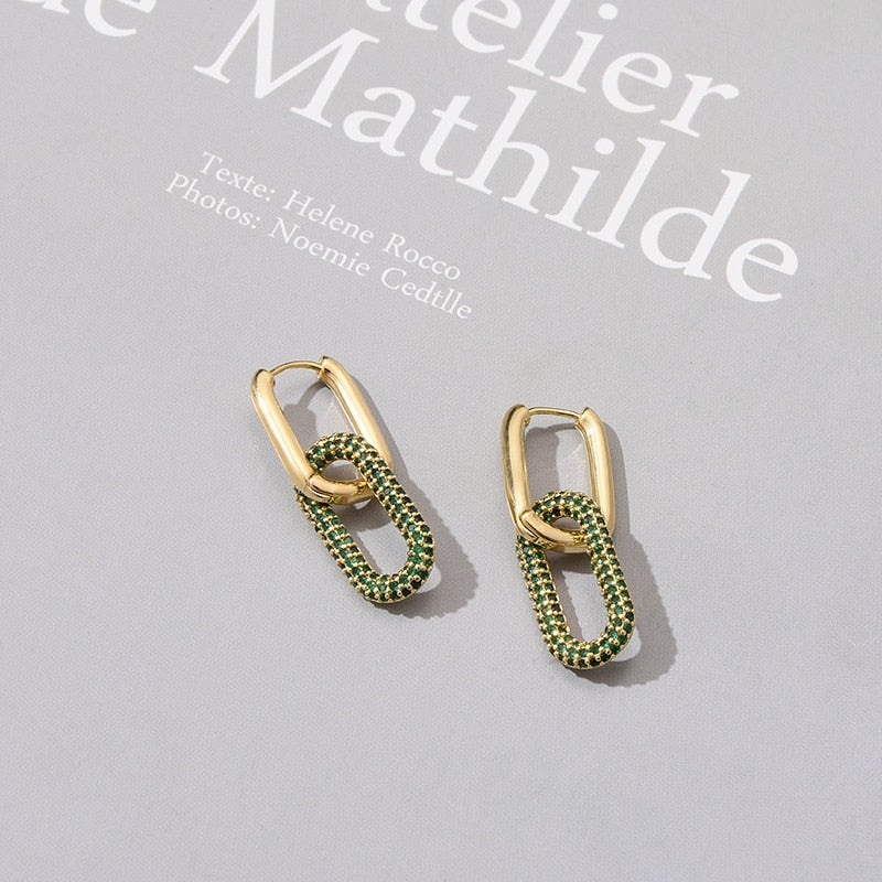 Oval Rectangle Hoop Earrings