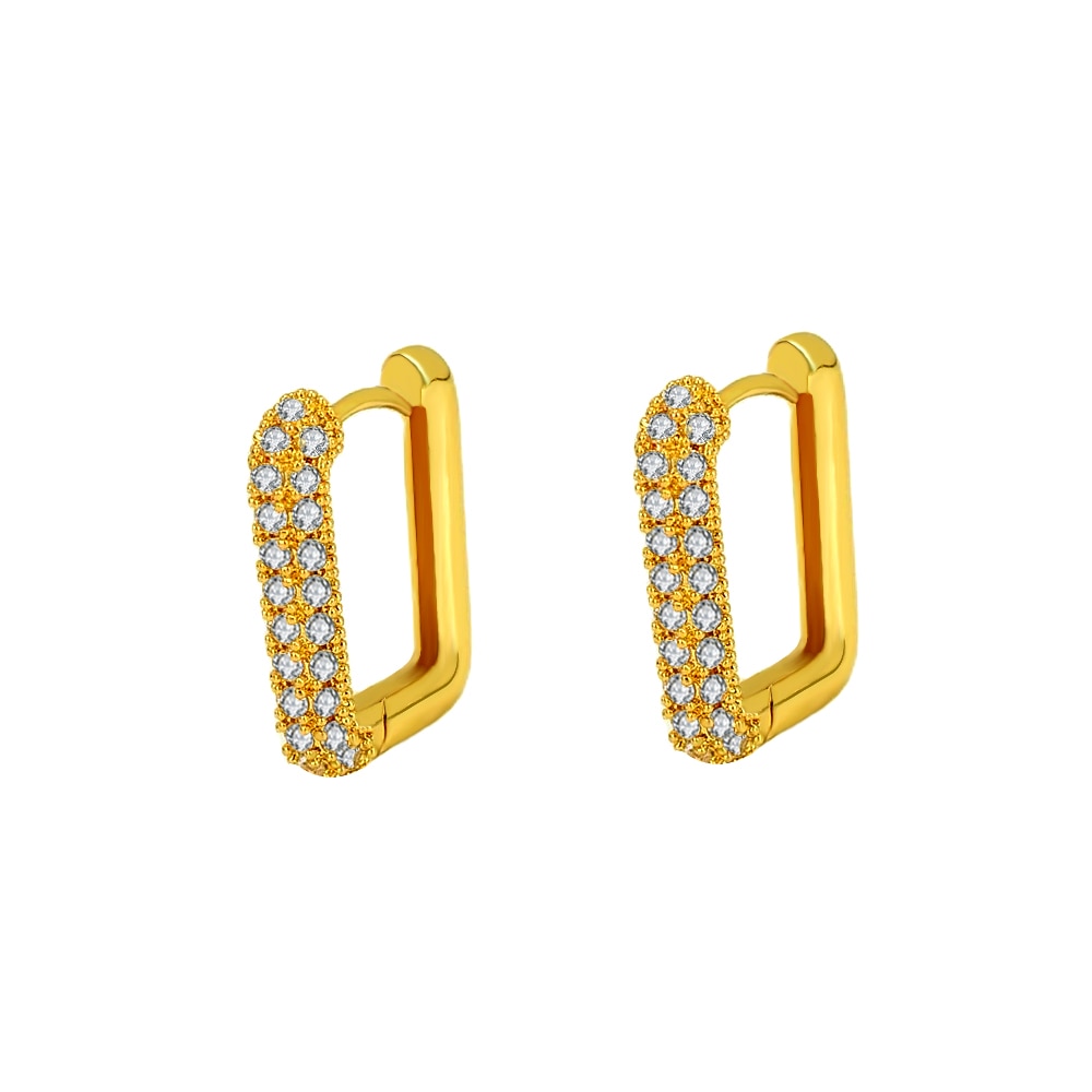 Square Crystal Big Huggies Hoop Earrings