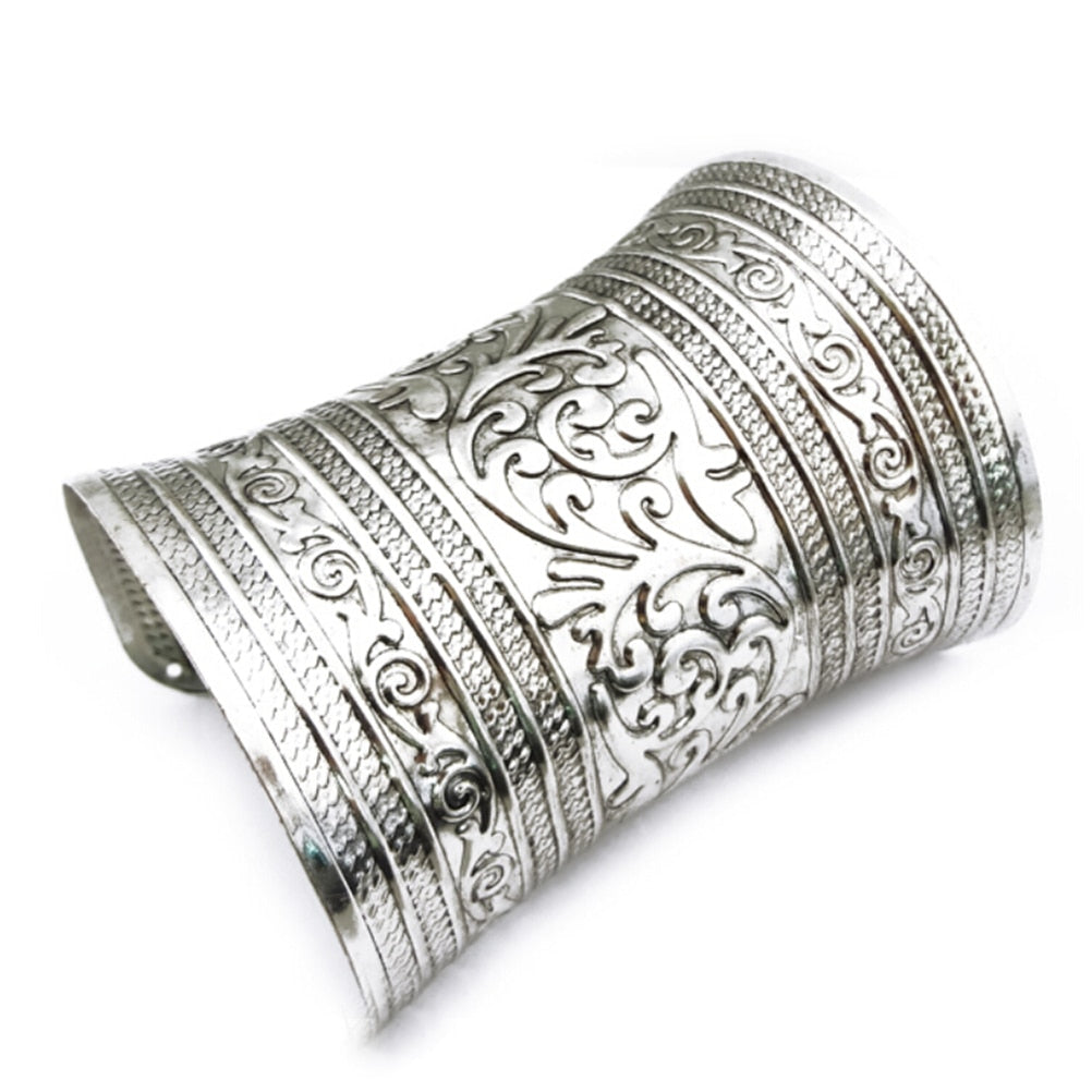 Metallic Gothic Long Wide Bracelet