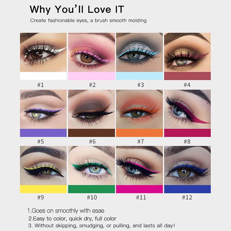 12 Colors Liquid Eyeliner Pencil