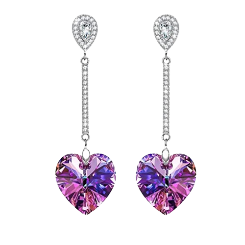 Crystal Rose Heart Necklace / Earrings