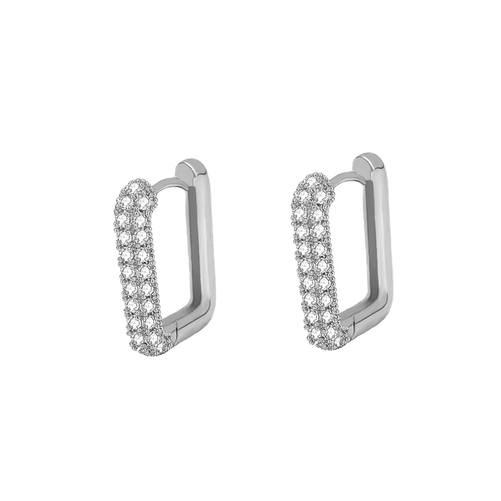 Square Crystal Big Huggies Hoop Earrings