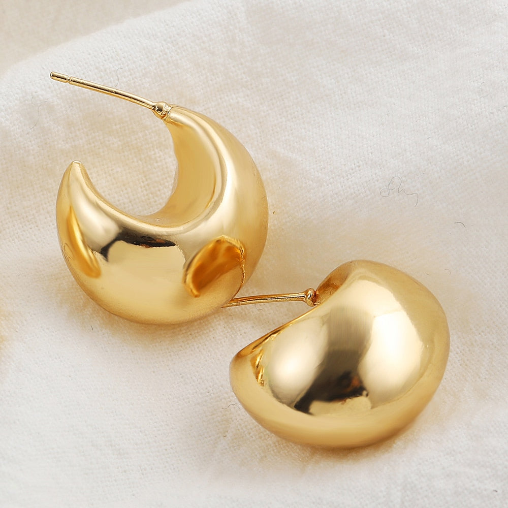 Gold Color Round Earrings