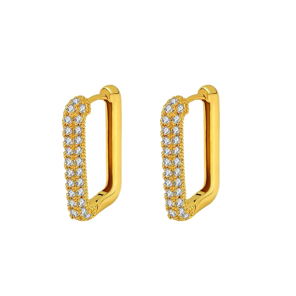 Square Crystal Big Huggies Hoop Earrings