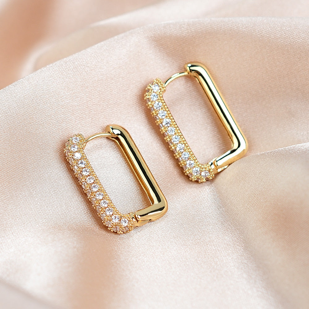 Square Crystal Big Huggies Hoop Earrings