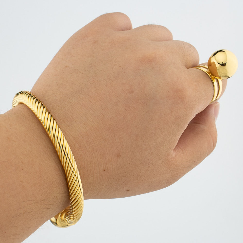 Luxurious Jewelry Set (Gold Ring, Bracelet, Earrings and Necklace)