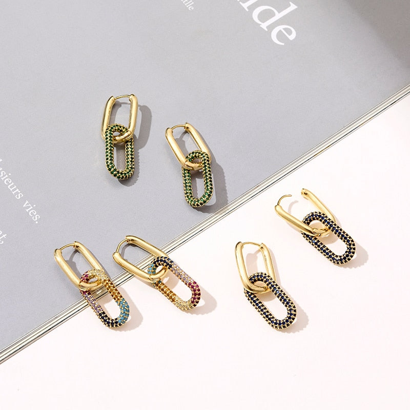 Oval Rectangle Hoop Earrings