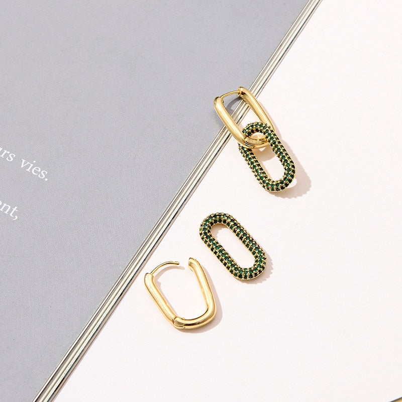 Oval Rectangle Hoop Earrings