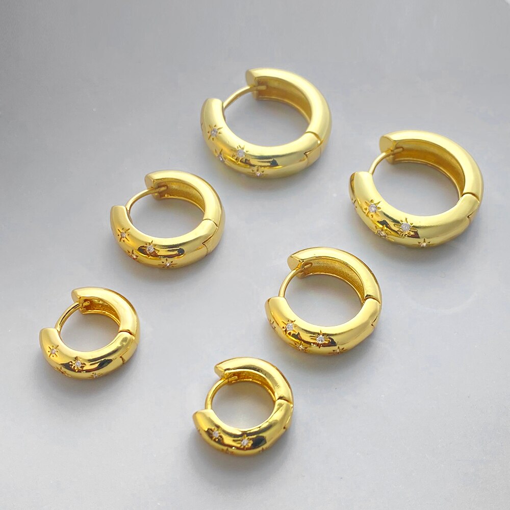 3 Size Star Round Hoop Earrings