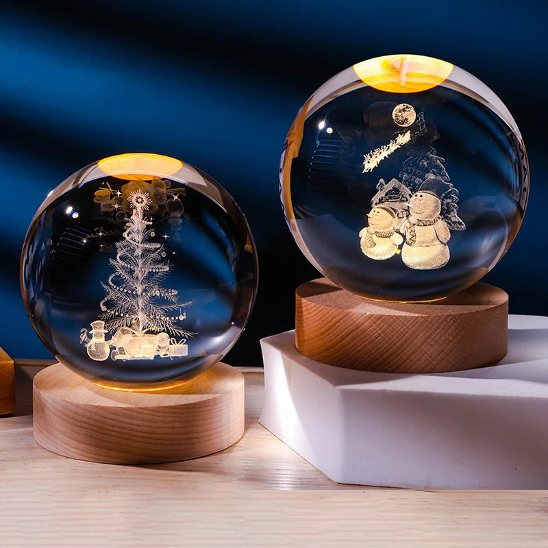 Christmas Crystal Ball Night Light (USB chargeable)