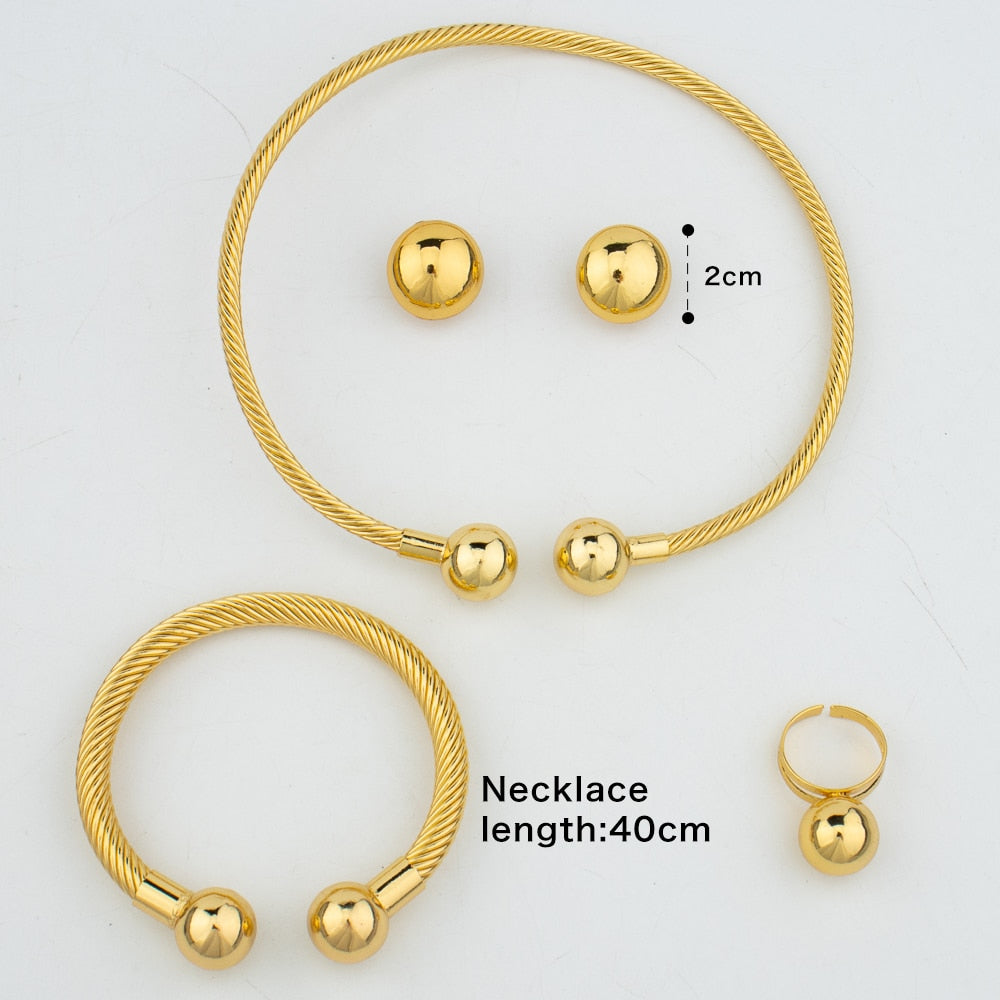 Luxurious Jewelry Set (Gold Ring, Bracelet, Earrings and Necklace)