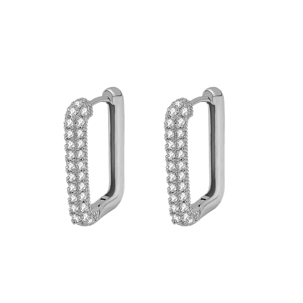 Square Crystal Big Huggies Hoop Earrings