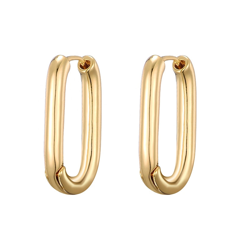 Oval Rectangle Hoop Earrings