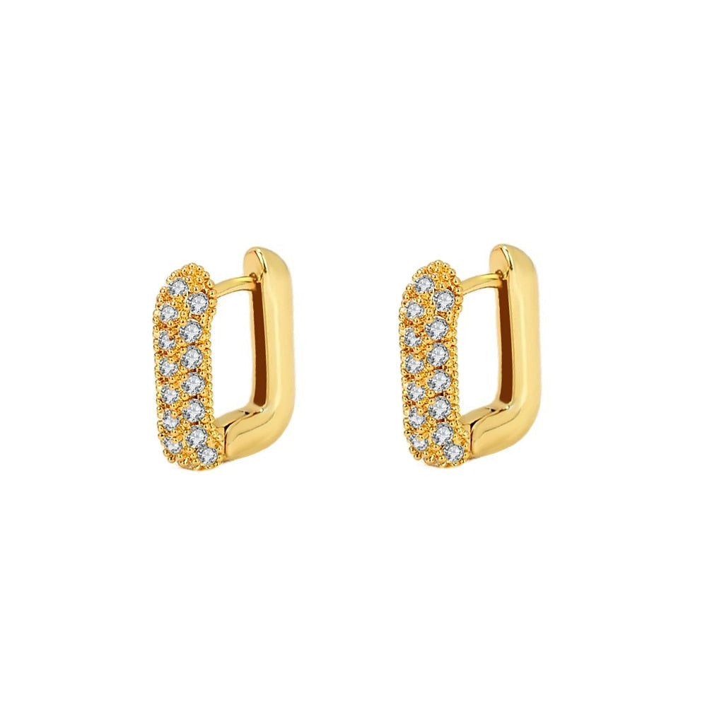 Square Crystal Big Huggies Hoop Earrings