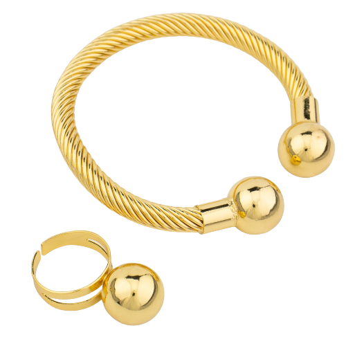 Luxurious Jewelry Set (Gold Ring, Bracelet, Earrings and Necklace)