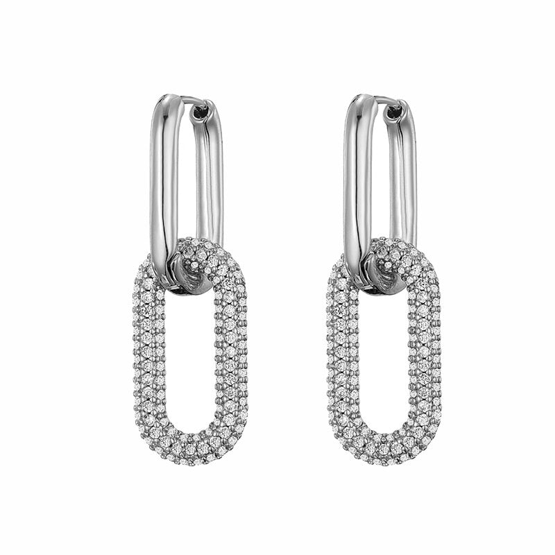 Oval Rectangle Hoop Earrings