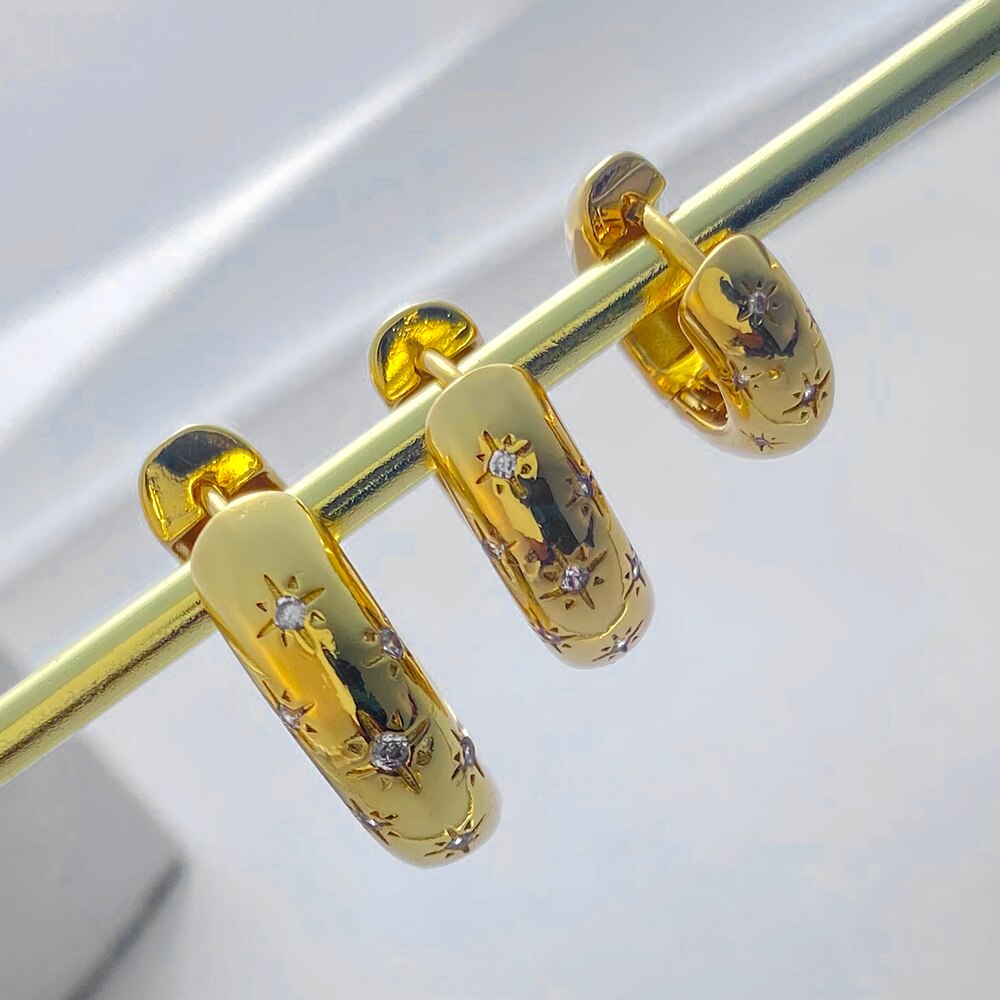 3 Size Star Round Hoop Earrings