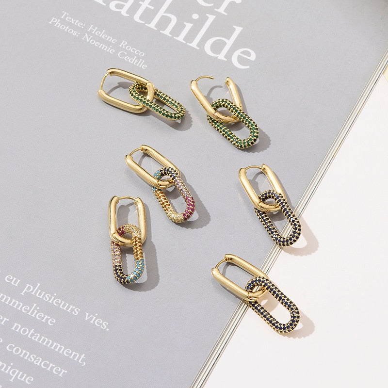 Oval Rectangle Hoop Earrings