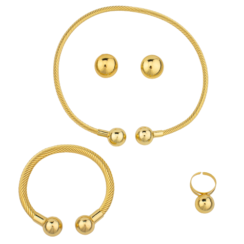 Luxurious Jewelry Set (Gold Ring, Bracelet, Earrings and Necklace)