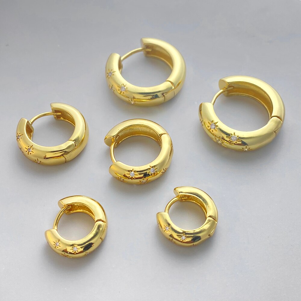 3 Size Star Round Hoop Earrings