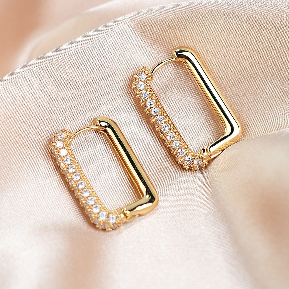 Square Crystal Big Huggies Hoop Earrings