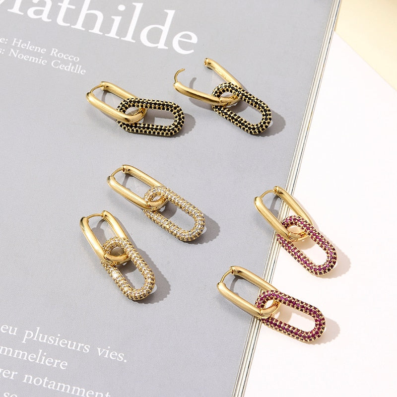 Oval Rectangle Hoop Earrings