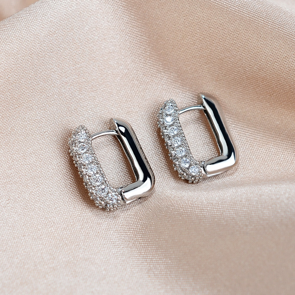 Square Crystal Big Huggies Hoop Earrings