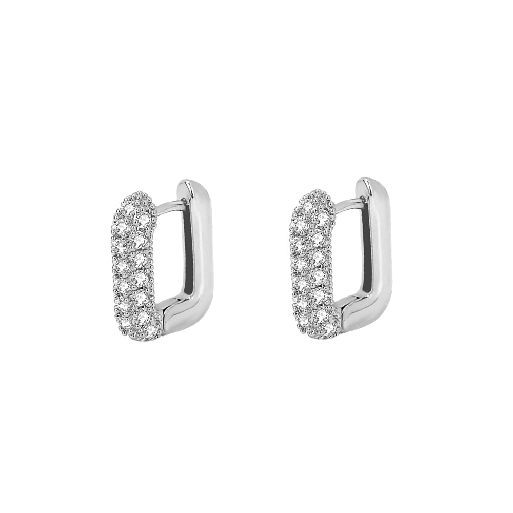 Square Crystal Big Huggies Hoop Earrings