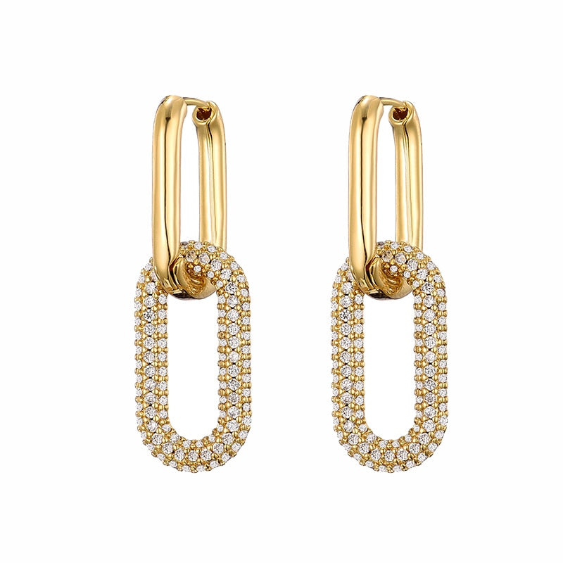 Oval Rectangle Hoop Earrings
