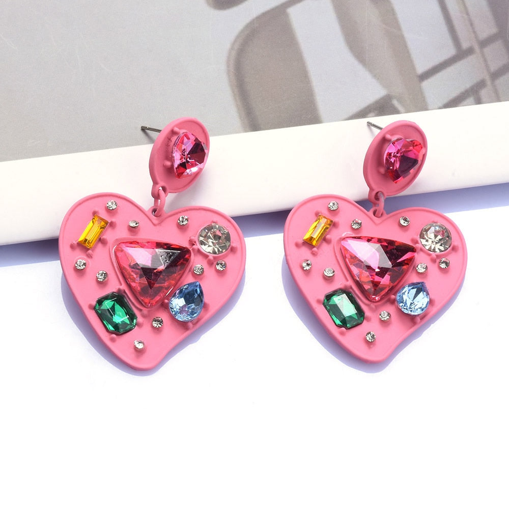 Colorful Heart Shape / Drop Earrings