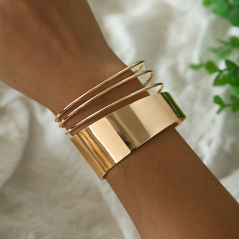 Boho Wide Line Cuff Open Bracelet