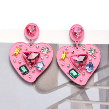 Colorful Heart Shape / Drop Earrings