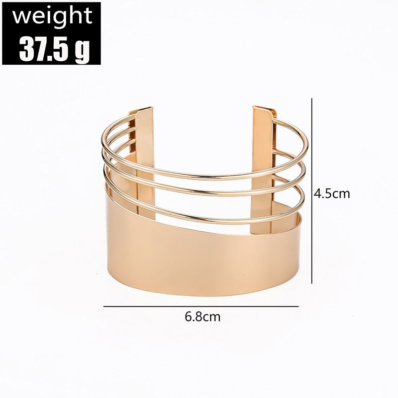 Boho Wide Line Cuff Open Bracelet