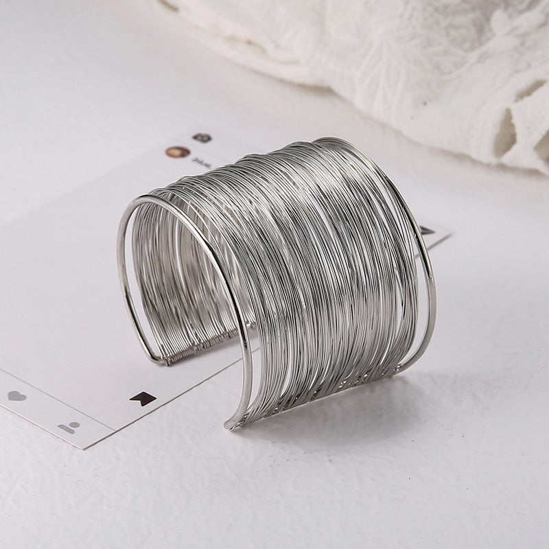 Boho Wide Line Cuff Open Bracelet