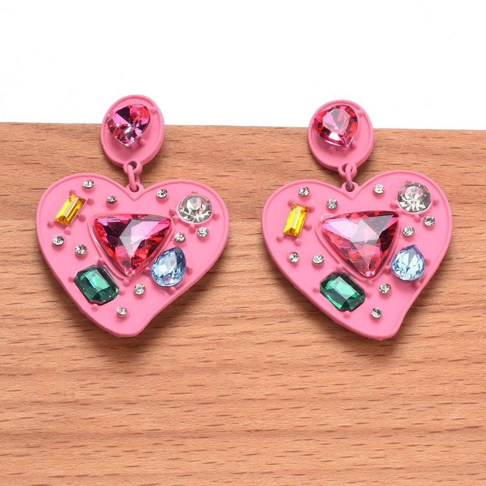 Colorful Heart Shape / Drop Earrings