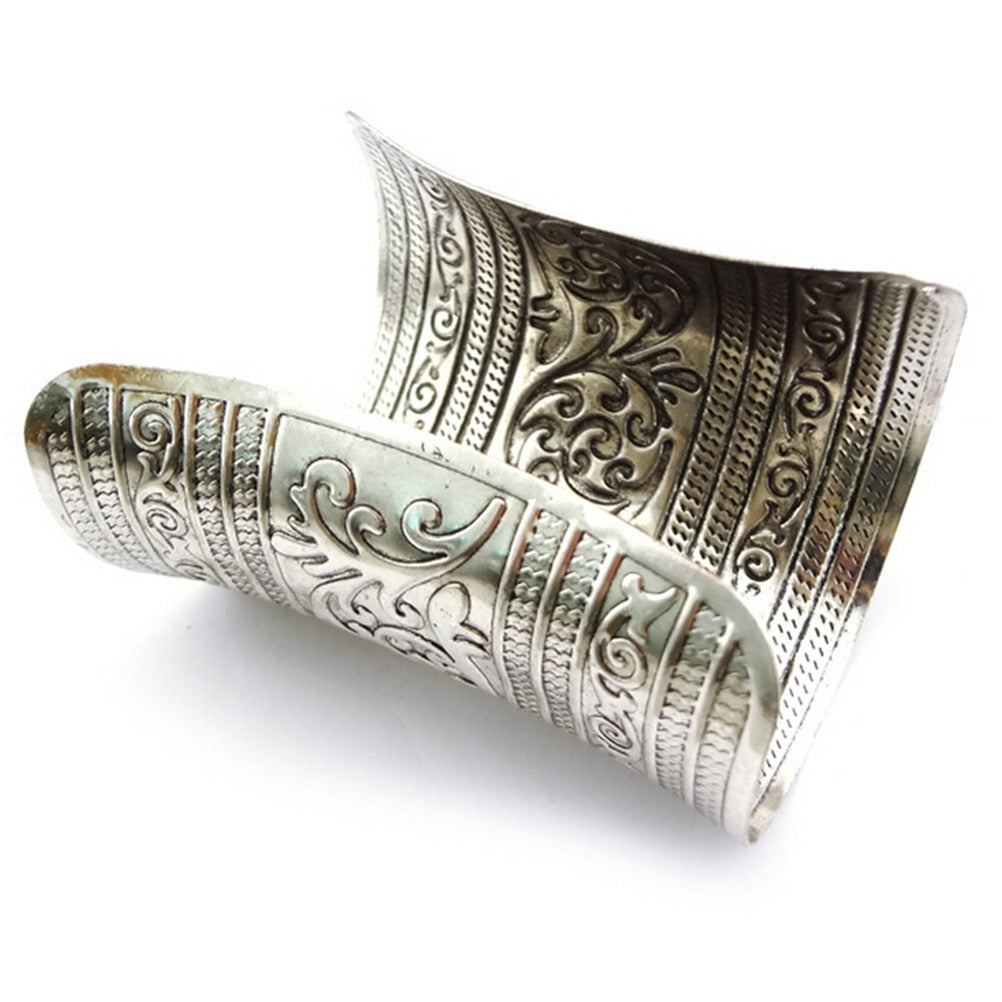 Metallic Gothic Long Wide Bracelet