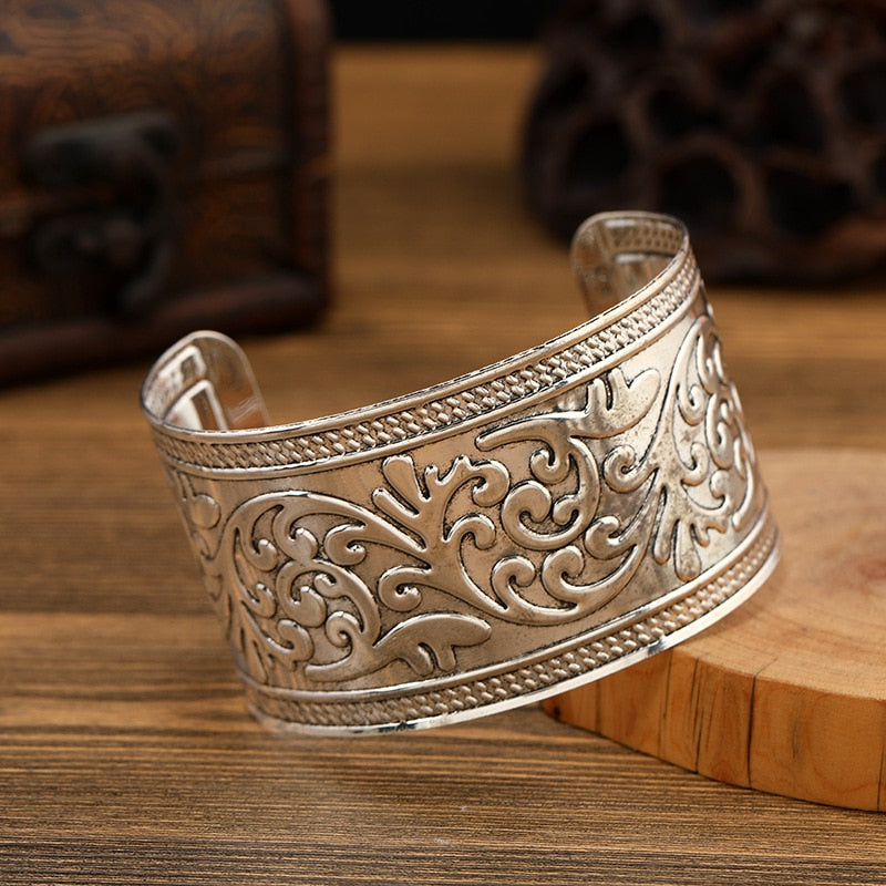 Boho Wide Line Cuff Open Bracelet