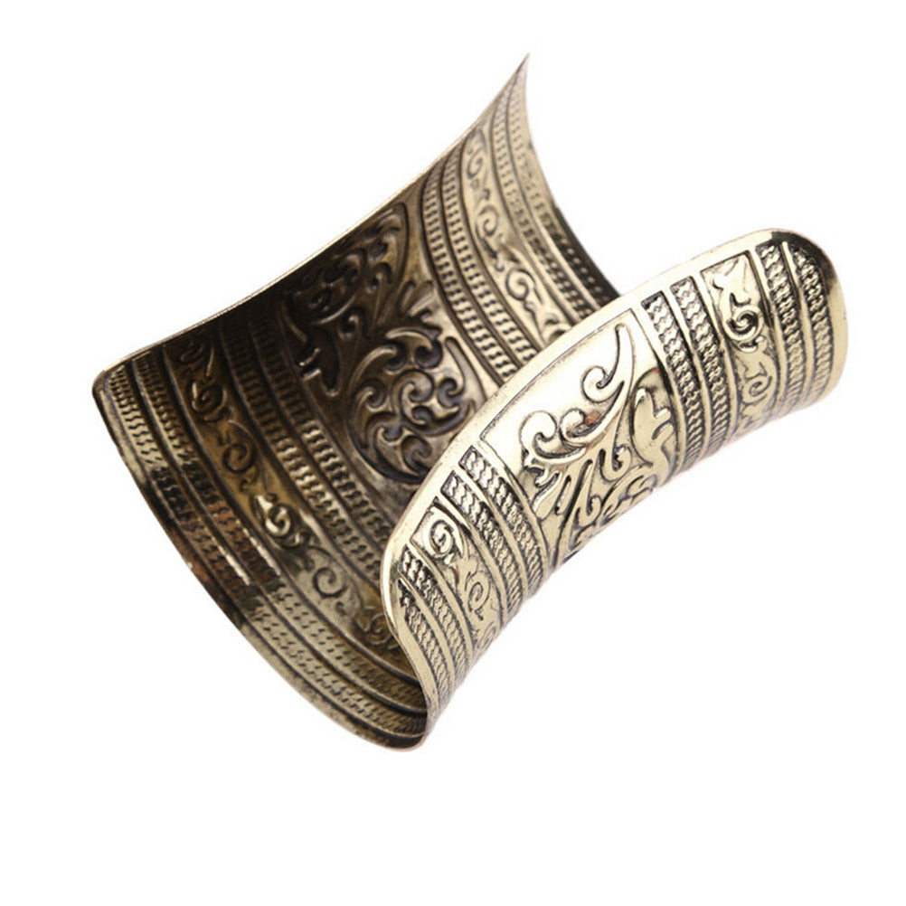 Metallic Gothic Long Wide Bracelet