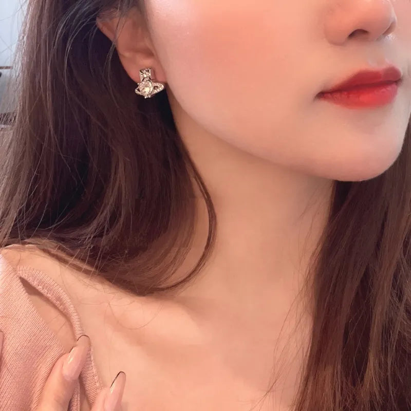 Gold Silver Color Love Heart Stud Earrings