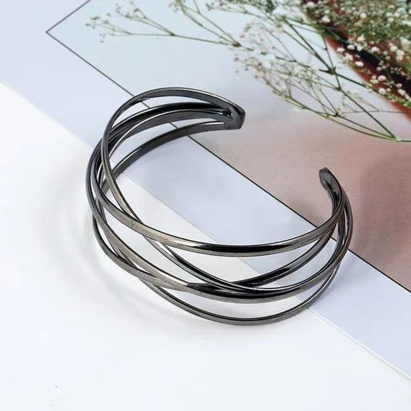 Boho Wide Line Cuff Open Bracelet