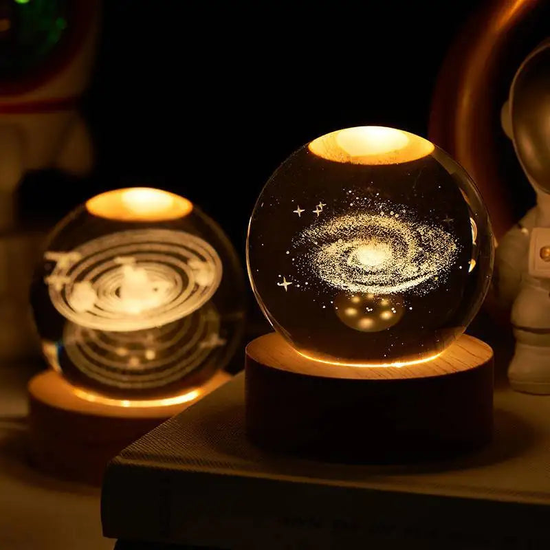 USB Operated Crystal Christmas Ball 3D LED Night Light Tabletop Ornaments 2024 New Year Kid Gifts Christmas Decoration for Home