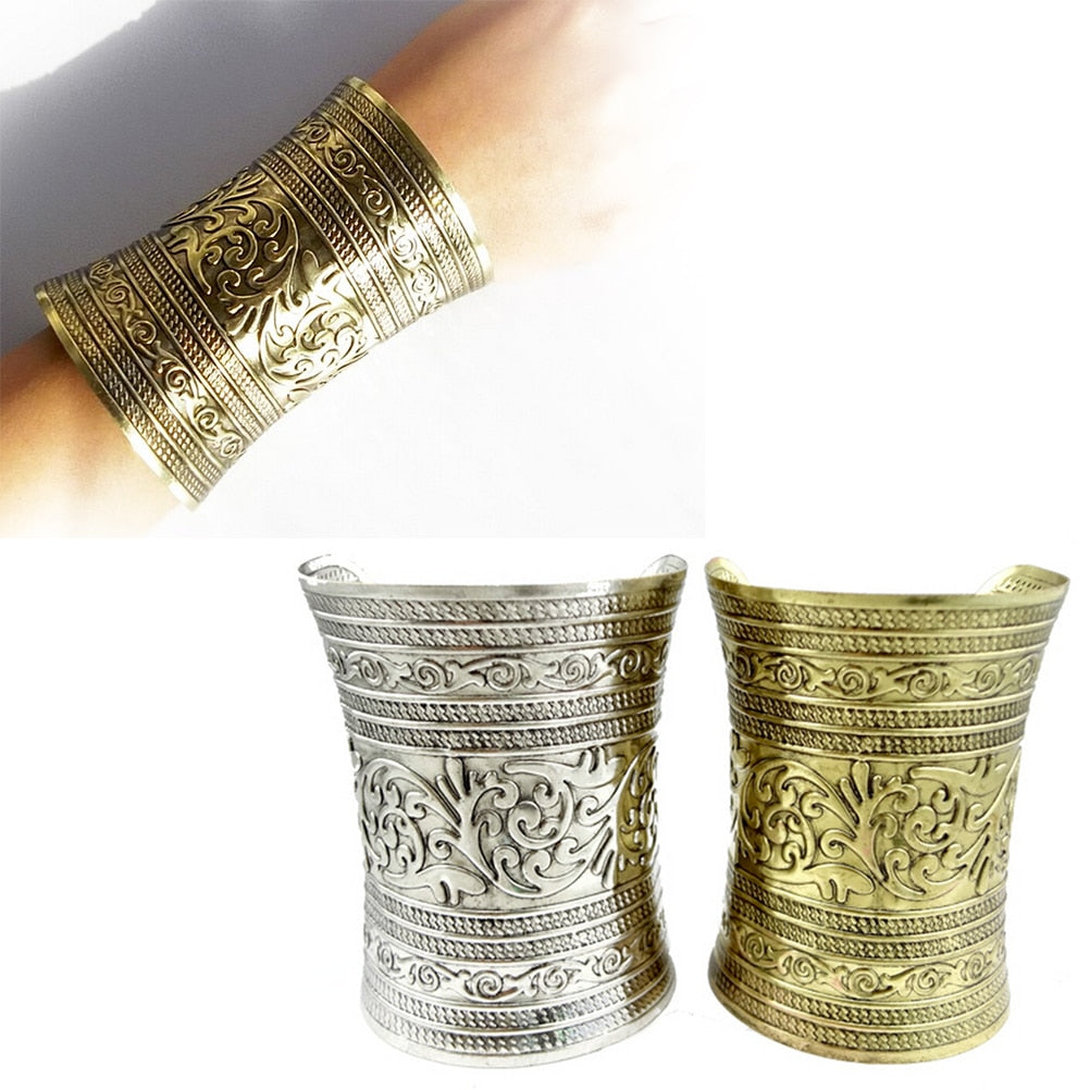 Metallic Gothic Long Wide Bracelet