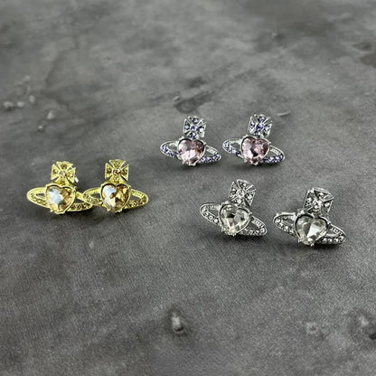 Gold Silver Color Love Heart Stud Earrings