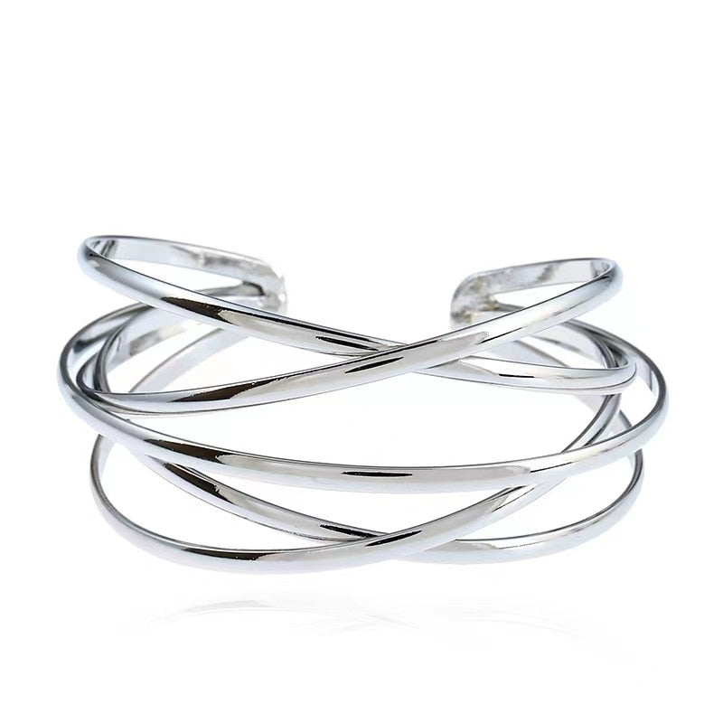 Boho Wide Line Cuff Open Bracelet
