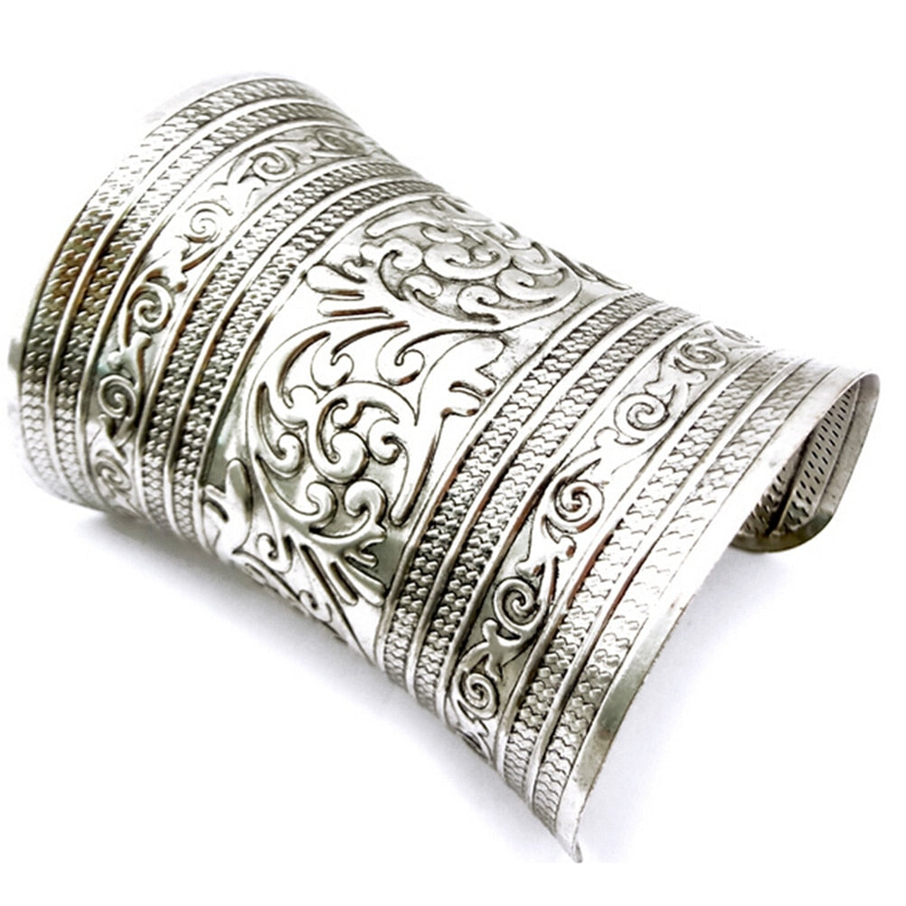 Metallic Gothic Long Wide Bracelet