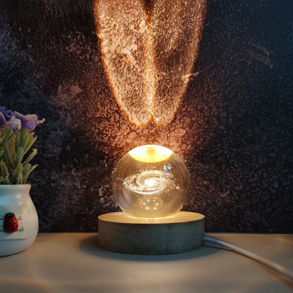 USB Operated Crystal Christmas Ball 3D LED Night Light Tabletop Ornaments 2024 New Year Kid Gifts Christmas Decoration for Home